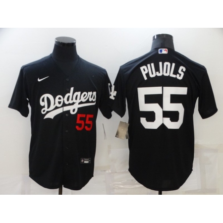 Men's Los Angeles Dodgers #55 Albert Pujols Black Nike Baseball Game Jersey
