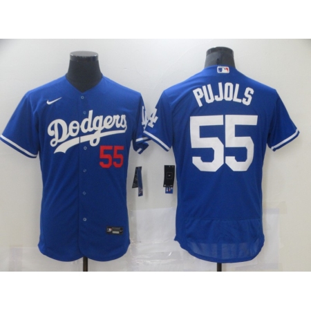 Men's Los Angeles Dodgers #55 Albert Pujols Blue Nike Road Flex Base Authentic Collection Baseball Jersey