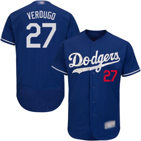 Men's Los Angeles Dodgers #27 Alex Verdugo Blue Flexbase Authentic Collection Stitched Baseball Jersey