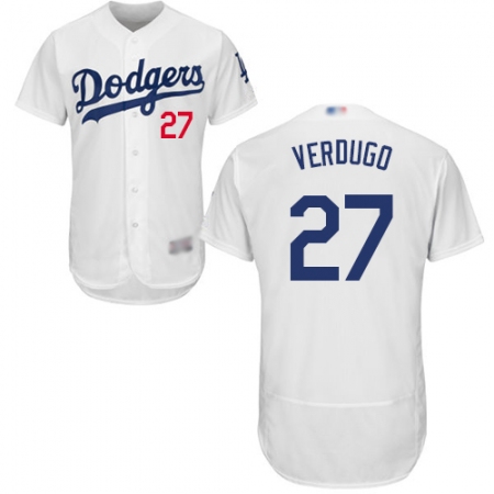 Men's Los Angeles Dodgers #27 Alex Verdugo White Flexbase Authentic Collection Stitched Baseball Jersey