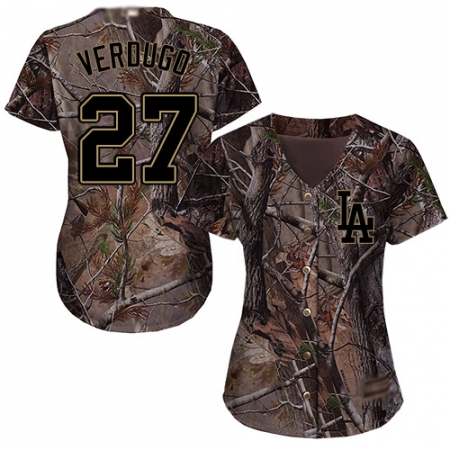 Women's Los Angeles Dodgers #27 Alex Verdugo Camo Realtree Collection Cool Base Stitched Baseball Jersey