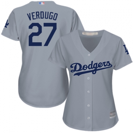 Women's Los Angeles Dodgers #27 Alex Verdugo Grey Alternate Road Stitched Baseball Jersey