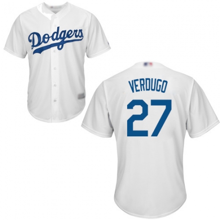 Youth Los Angeles Dodgers #27 Alex Verdugo White Cool Base Stitched Baseball Jersey