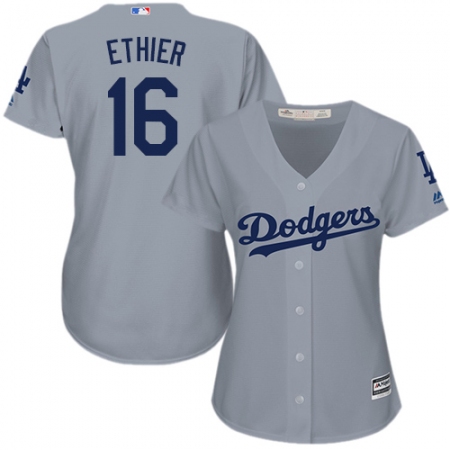 Women's Majestic Los Angeles Dodgers #16 Andre Ethier Authentic Grey Road Cool Base MLB Jersey