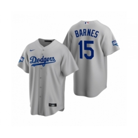 Men's Los Angeles Dodgers #15 Austin Barnes Gray 2020 World Series Champions Replica Jersey