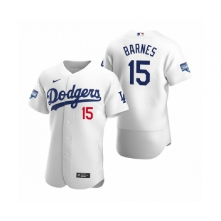 Men's Los Angeles Dodgers #15 Austin Barnes White 2020 World Series Champions Authentic Jersey