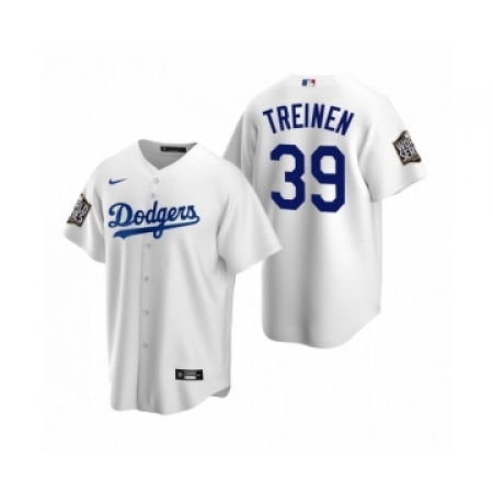 Men's Los Angeles Dodgers #39 Blake Treinen White 2020 World Series Replica Jersey