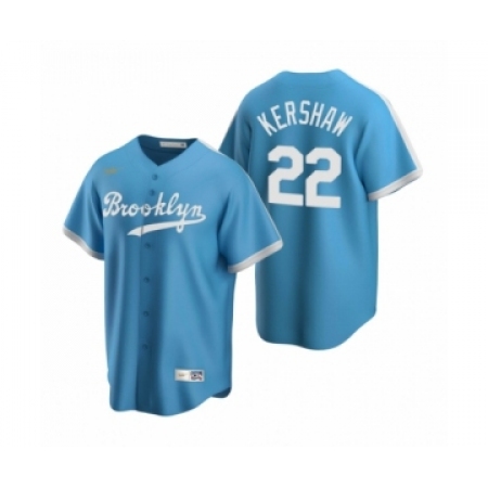 Men's Los Angeles Dodgers #22 Clayton Kershaw Nike Light Blue Cooperstown Collection Alternate Jersey