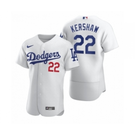 Men's Los Angeles Dodgers #22 Clayton Kershaw Nike White 2020 Authentic Jersey