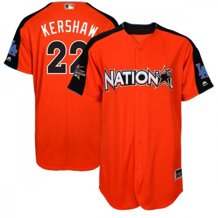 Men's Majestic Los Angeles Dodgers #22 Clayton Kershaw Authentic Orange National League 2017 MLB All-Star MLB Jersey