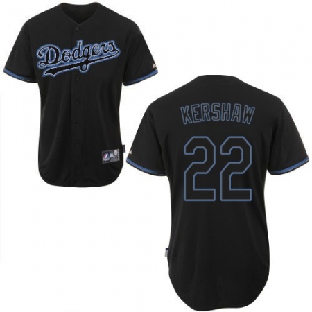 Men's Majestic Los Angeles Dodgers #22 Clayton Kershaw Replica Black Fashion MLB Jersey