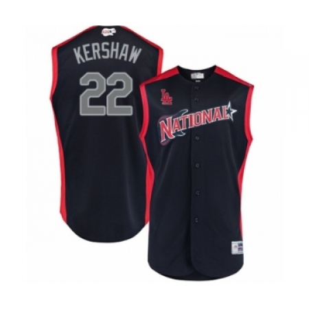 Youth Los Angeles Dodgers #22 Clayton Kershaw Authentic Navy Blue National League 2019 Baseball All-Star Jersey