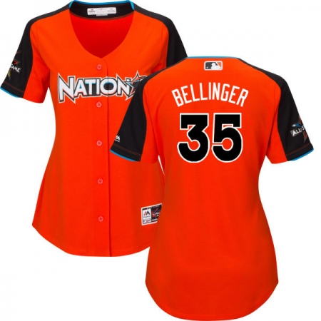 Women's Majestic Los Angeles Dodgers #35 Cody Bellinger Replica Orange National League 2017 MLB All-Star MLB Jersey