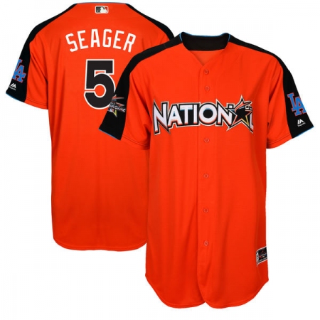Men's Majestic Los Angeles Dodgers #5 Corey Seager Authentic Orange National League 2017 MLB All-Star MLB Jersey