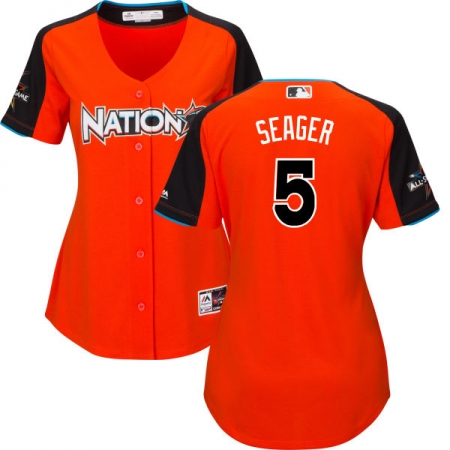 Women's Majestic Los Angeles Dodgers #5 Corey Seager Authentic Orange National League 2017 MLB All-Star MLB Jersey