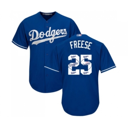 Men's Los Angeles Dodgers #25 David Freese Authentic Royal Blue Team Logo Fashion Cool Base Baseball Jersey