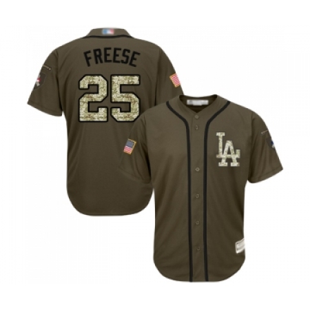 Youth Los Angeles Dodgers #25 David Freese Authentic Green Salute to Service Baseball Jersey