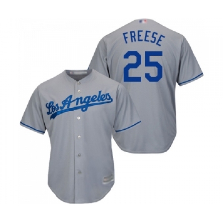 Youth Los Angeles Dodgers #25 David Freese Authentic Grey Road Cool Base Baseball Jersey
