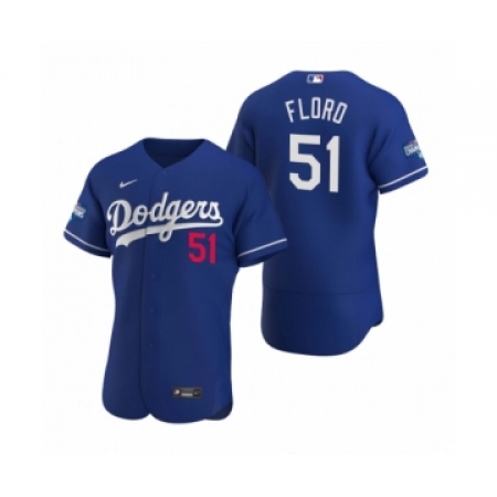 Men's Los Angeles Dodgers #51 Dylan Floro Royal 2020 World Series Champions Authentic Jersey