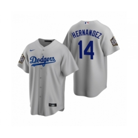 Men's Los Angeles Dodgers #14 Enrique Hernandez Gray 2020 World Series Replica Jersey