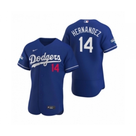Men's Los Angeles Dodgers #14 Enrique Hernandez Royal 2020 World Series Champions Authentic Jersey