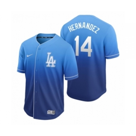 Men's Los Angeles Dodgers #14 Enrique Hernandez Royal Fade Nike Jersey