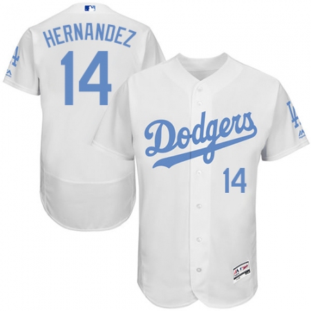 Men's Majestic Los Angeles Dodgers #14 Enrique Hernandez Authentic White 2016 Father's Day Fashion Flex Base MLB Jersey