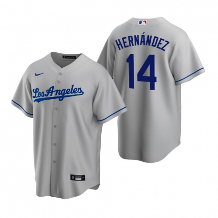 Men's Nike Los Angeles Dodgers #14 Enrique Hernandez Gray Road Stitched Baseball Jersey