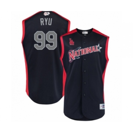 Men's Los Angeles Dodgers #99 Hyun-Jin Ryu Authentic Navy Blue National League 2019 Baseball All-Star Jersey