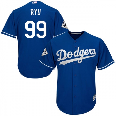 Men's Majestic Los Angeles Dodgers #99 Hyun-Jin Ryu Replica Royal Blue Alternate 2017 World Series Bound Cool Base MLB Jersey