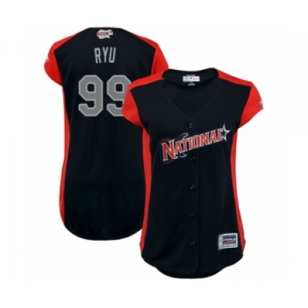 Women's Los Angeles Dodgers #99 Hyun-Jin Ryu Authentic Navy Blue National League 2019 Baseball All-Star Jersey