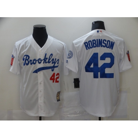 Men's Los Angeles Dodgers #42 Jackie Robinson White Throwback Jersey