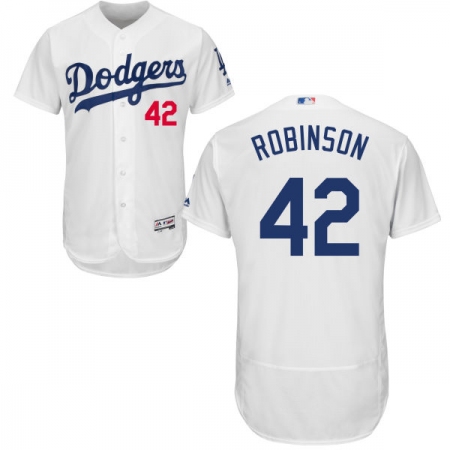 Men's Majestic Los Angeles Dodgers #42 Jackie Robinson White Home Flex Base Authentic Collection MLB Jersey