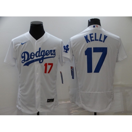 Men's Los Angeles Dodgers #17 Joe Kelly White Flex Base Stitched Baseball Jersey