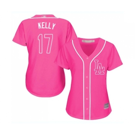 Women's Los Angeles Dodgers #17 Joe Kelly Authentic Pink Fashion Cool Base Baseball Jersey