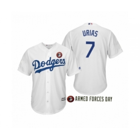 Men's 2019 Armed Forces Day Julio Urias #7 Los Angeles Dodgers White Jersey
