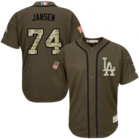 Men's Majestic Los Angeles Dodgers #74 Kenley Jansen Replica Green Salute to Service MLB Jersey