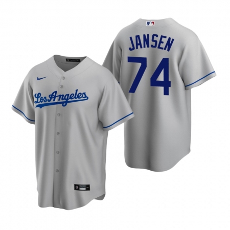 Men's Nike Los Angeles Dodgers #74 Kenley Jansen Gray Road Stitched Baseball Jersey