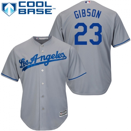 Youth Majestic Los Angeles Dodgers #23 Kirk Gibson Authentic Grey Road Cool Base MLB Jersey