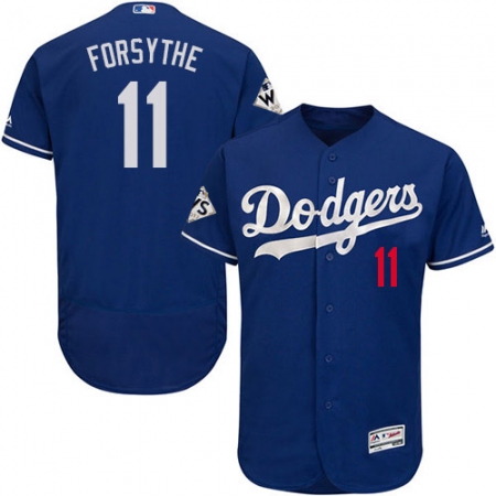 Men's Majestic Los Angeles Dodgers #11 Logan Forsythe Authentic Royal Blue Alternate 2017 World Series Bound Flex Base MLB Jersey