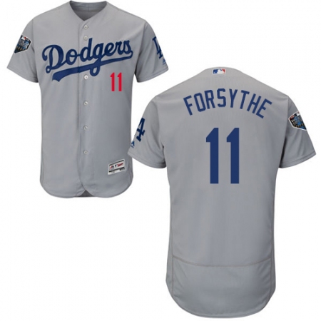 Men's Majestic Los Angeles Dodgers #11 Logan Forsythe Gray Alternate Flex Base Authentic Collection 2018 World Series MLB Jers