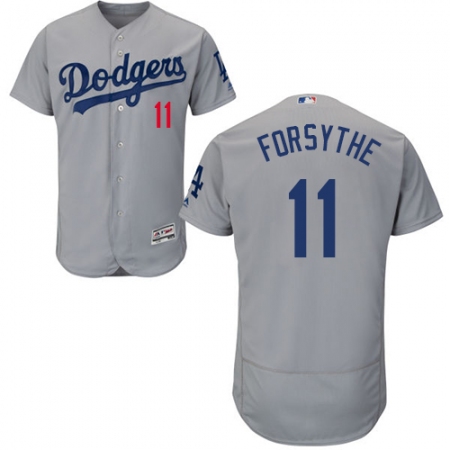 Men's Majestic Los Angeles Dodgers #11 Logan Forsythe Gray Alternate Flex Base Authentic Collection MLB Jersey