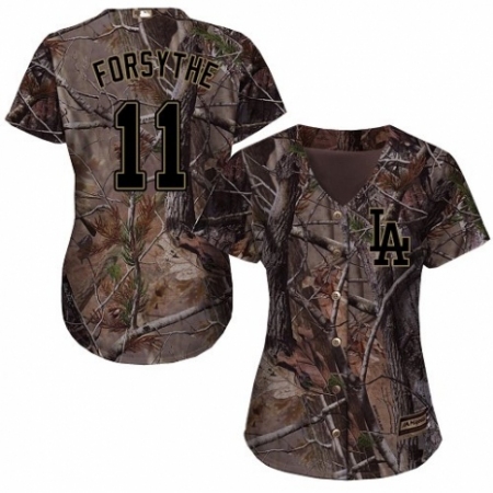 Women's Majestic Los Angeles Dodgers #11 Logan Forsythe Authentic Camo Realtree Collection Flex Base MLB Jersey