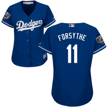 Women's Majestic Los Angeles Dodgers #11 Logan Forsythe Authentic Royal Blue Alternate Cool Base 2018 World Series MLB Jersey