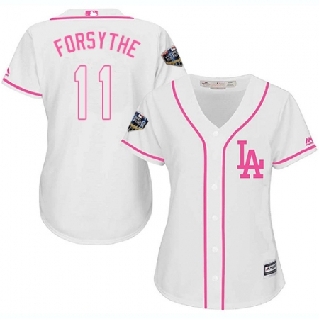 Women's Majestic Los Angeles Dodgers #11 Logan Forsythe Authentic White Fashion Cool Base 2018 World Series MLB Jersey