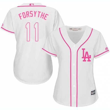 Women's Majestic Los Angeles Dodgers #11 Logan Forsythe Authentic White Fashion Cool Base MLB Jersey