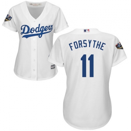 Women's Majestic Los Angeles Dodgers #11 Logan Forsythe Authentic White Home Cool Base 2018 World Series MLB Jersey