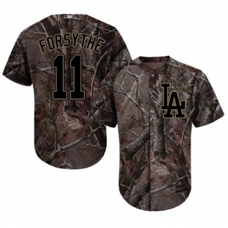 Youth Majestic Los Angeles Dodgers #11 Logan Forsythe Authentic Camo Realtree Collection Flex Base MLB Jersey