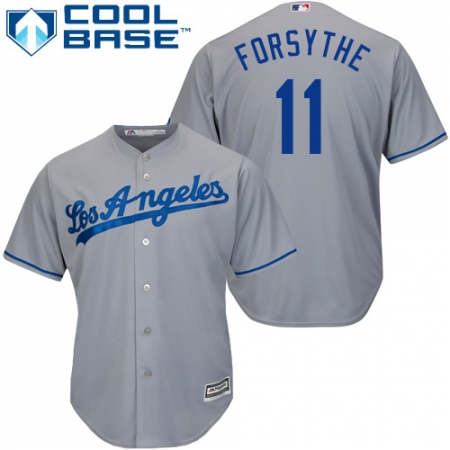 Youth Majestic Los Angeles Dodgers #11 Logan Forsythe Authentic Grey Road Cool Base MLB Jersey