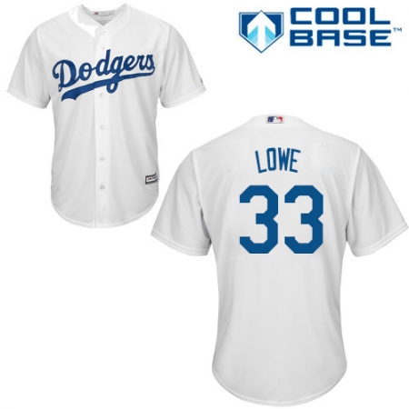 Men's Majestic Los Angeles Dodgers #33 Mark Lowe Replica White Home Cool Base MLB Jersey